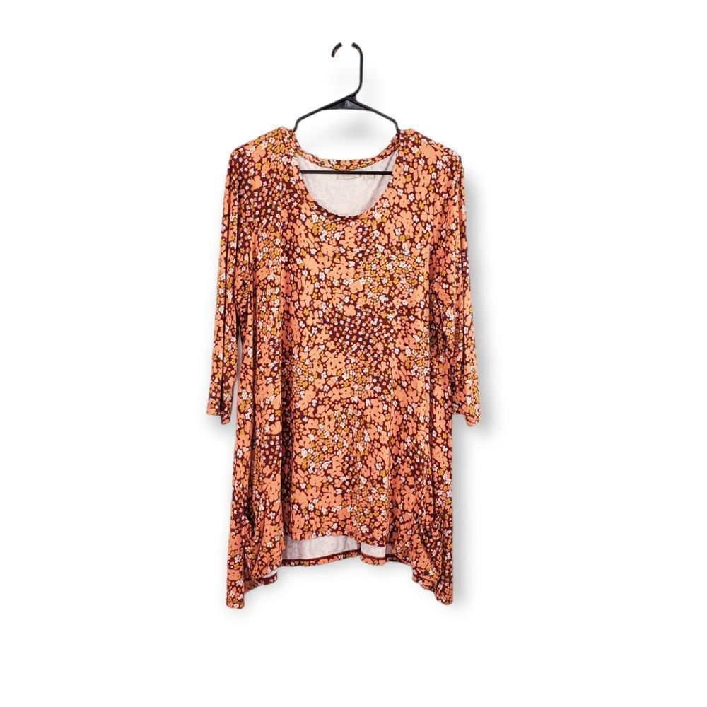 LOGO by Lori Goldstein Orange Floral Swing Tunic